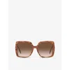 Burberry Womens Brown Be4332 Square-frame Acetate Sunglasses In Brown