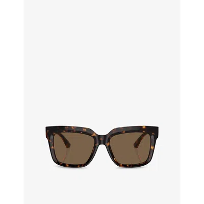 BURBERRY WOMENS BROWN BE4419 SQUARE-FRAME TORTOISESHELL ACETATE SUNGLASSES