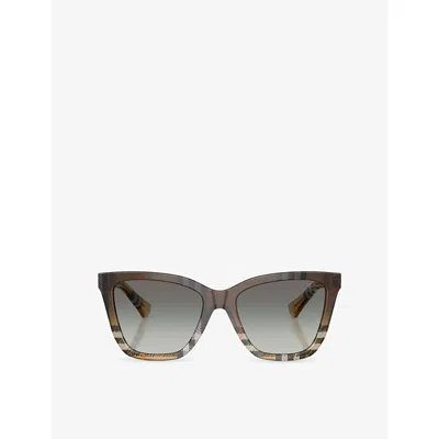 Burberry Womens Brown Be4470 Square-frame Acetate Sunglasses In Pattern