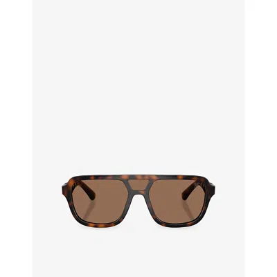Burberry Womens Brown Be4474u Aviator-frame Tortoiseshell Acetate Sunglasses In Neutral