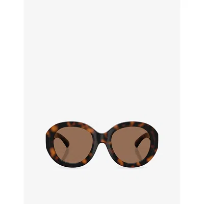 Burberry Womens Brown Be4497u Round-frame Acetate Sunglasses