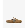 Burberry Suede Check-trim Urchin Clogs In Brown