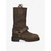 Burberry Soft Saddle Suede Knee-high Boots In Multi