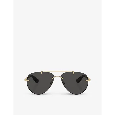 Burberry Womens Gold Be3151 Pilot-frame Metal Sunglasses
