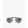 Burberry Womens Gold Be3161 Aviator-frame Metal Sunglasses