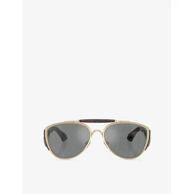 Burberry Womens Gold Be3161 Aviator-frame Metal Sunglasses