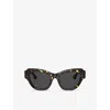 Burberry Womens Brown Be4423 Square-frame Tortoiseshell Acetate Sunglasses