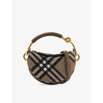 Burberry Womens Brush Bridle Cotton-blend Clutch Bag In Brown