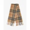Burberry Womens Sand Check-bouclé Wool-alpaca Blend Scarf In Brown