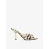 Burberry 90mm Lf Mews Check Textile Mules In Beige Comb