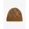 Burberry Womens Shrew Check-pattern Cashmere Beanie Hat In Shrew