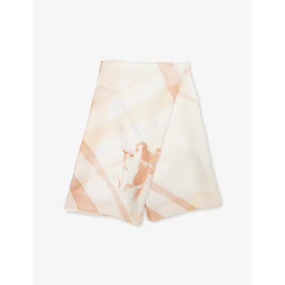 BURBERRY WOMENS SHELL CHECK-PRINT SILK SCARF