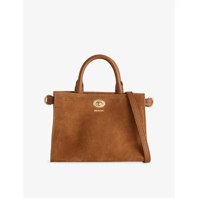Burberry Womens Hazel Cotswolds Mini Suede Tote Bag In Brown
