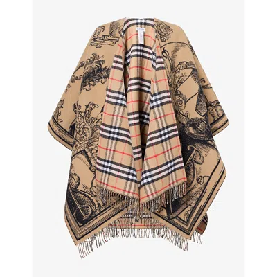 Burberry Womens  Gallant Reversible Wool Cape In Multi