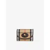 Burberry Compact Wallet With Leather Inserts In Check Pattern In Sand