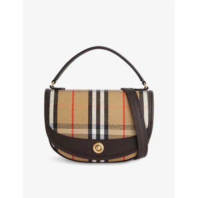 Burberry Womens Sand Highlands Cotton-blend Cross Body Bag