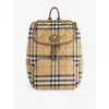 Burberry Womens Sand Horseshoe Check Woven Backpack In Neutral