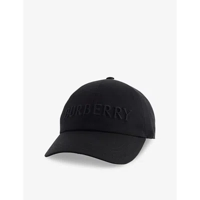 Burberry Womens  Logo-embroidered Cotton Cap In Black