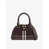 Burberry Womens Mahogany Mini Highlands Bowling Cotton-blend Cross-body Bag In Brown