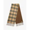 Burberry Womens  Rectangular-shape Fringed-edge Cashmere Scarf In Sand/bison