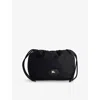 Burberry Womens Black Reversible Horseshoe Drawstring Woven Pouch​