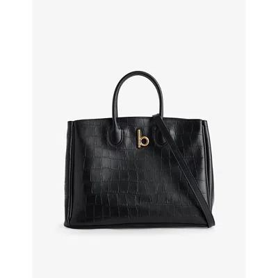 Burberry Womens Rocking Horse Small Leather Tote Bag Black