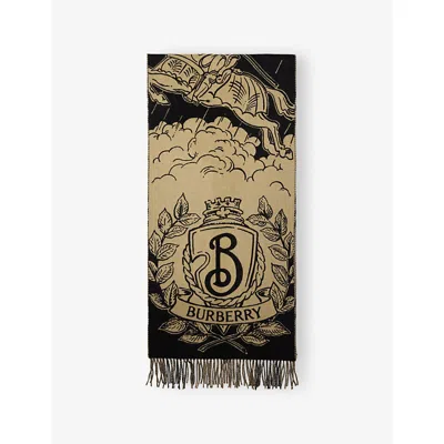 Burberry Womens Sand Stormy Knight Reversible Scarf