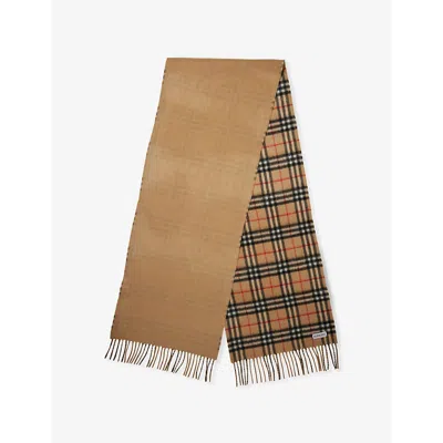 Burberry Womens  Vintage-check Reversible Cashmere Scarf In Arc Beige/ Arc Beige