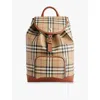 Burberry Womens  Vintage Faux-leather Backpack In Vntg Chk/briar Brown