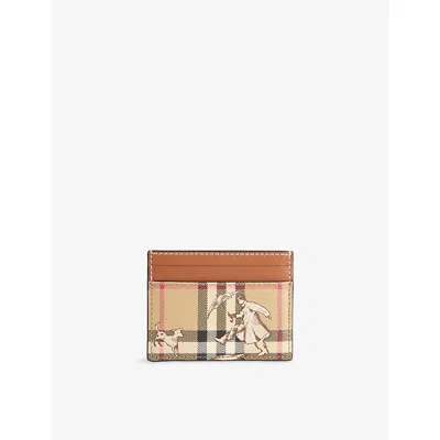 Burberry Womens Check Mates Cotton-blend Card Holder Archive Beige