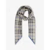 Burberry Womens Check-pattern Medium Silk Scarf Lichen In Lichen