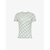 Burberry Womens Check-print Frilled Stretch-cotton T-shirt Breeze Ip Check In Breeze Ip Check