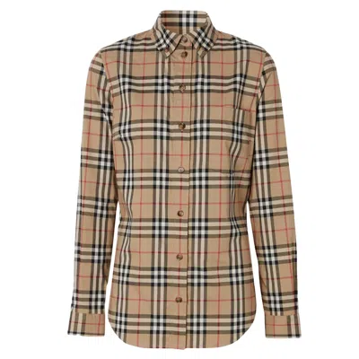 Pre-owned Burberry Womens Classic Check Button Down Shirt In Vintage Check