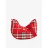 Burberry Womens Crayon Red Horseshoe Woven Cross Body Bag