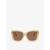 Burberry Womens Be4456 Square-frame Acetate Sunglasses Cream In Cream