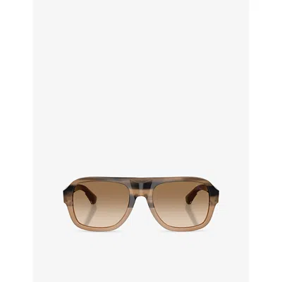 Burberry Womens Cream Be4478 Aviator-frame Acetate Sunglasses In Pattern