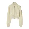 Burberry Womens Cropped Quilted Bomber Jacket In Neutral