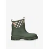 Burberry Marsh Stamp Checked Nylon-paneled Rubber Ankle Boots In Black
