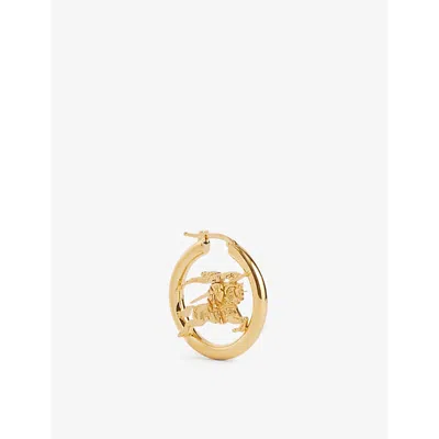 Burberry Womens Ekd Small Yellow Gold-plated Brass Hoop Earrings