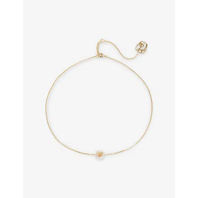 Burberry Womens  Ekd Solitaire Yellow Gold-plated Brass And Pearl Necklace In Gold/pearl