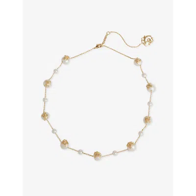Burberry Womens  Ekd Sphere Yellow Gold-plated Brass And Pearl Necklace In Gold/pearl