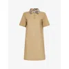 Burberry Cotton Polo-style Dress With Check Collar In Brown