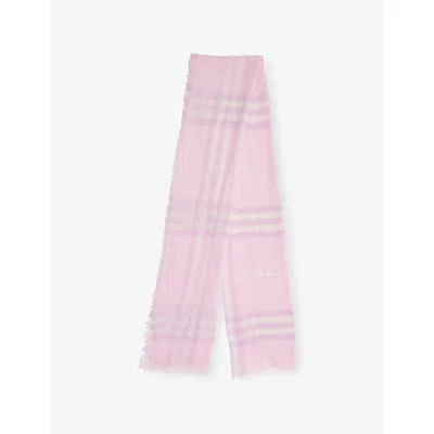 Burberry Womens Wide Check Wool Scarf Fondant