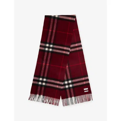 Burberry Womens Giant Check Cashmere Scarf Oxblood Red In Burgundy