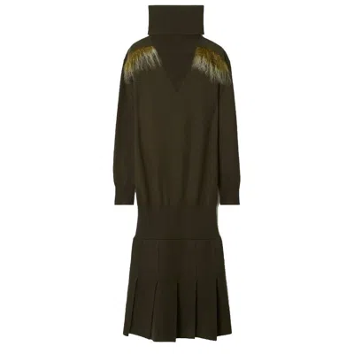 Burberry Womens Glen Wool Dress In Green