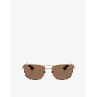 Burberry Womens Gold Be3163 Pilot-frame Metal Sunglasses