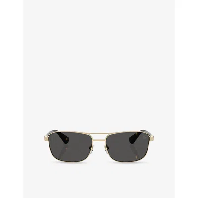 Burberry Womens Be3163 Rectangle-frame Metal Sunglasses Gold