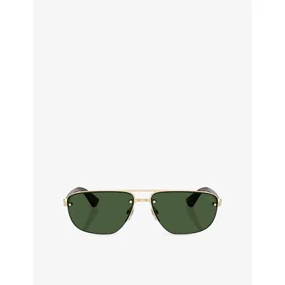 Burberry Womens Gold Be3164 Rectangular-frame Metal And Acetate Sunglasses