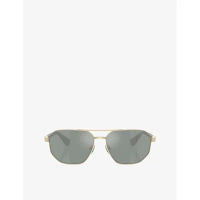 Burberry Be3166 Aviator-frame Metal Sunglasses In Gold