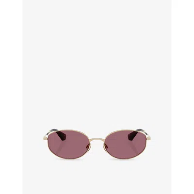Burberry Womens Gold Be3169 Oval-frame Metal Sunglasses In Pink
